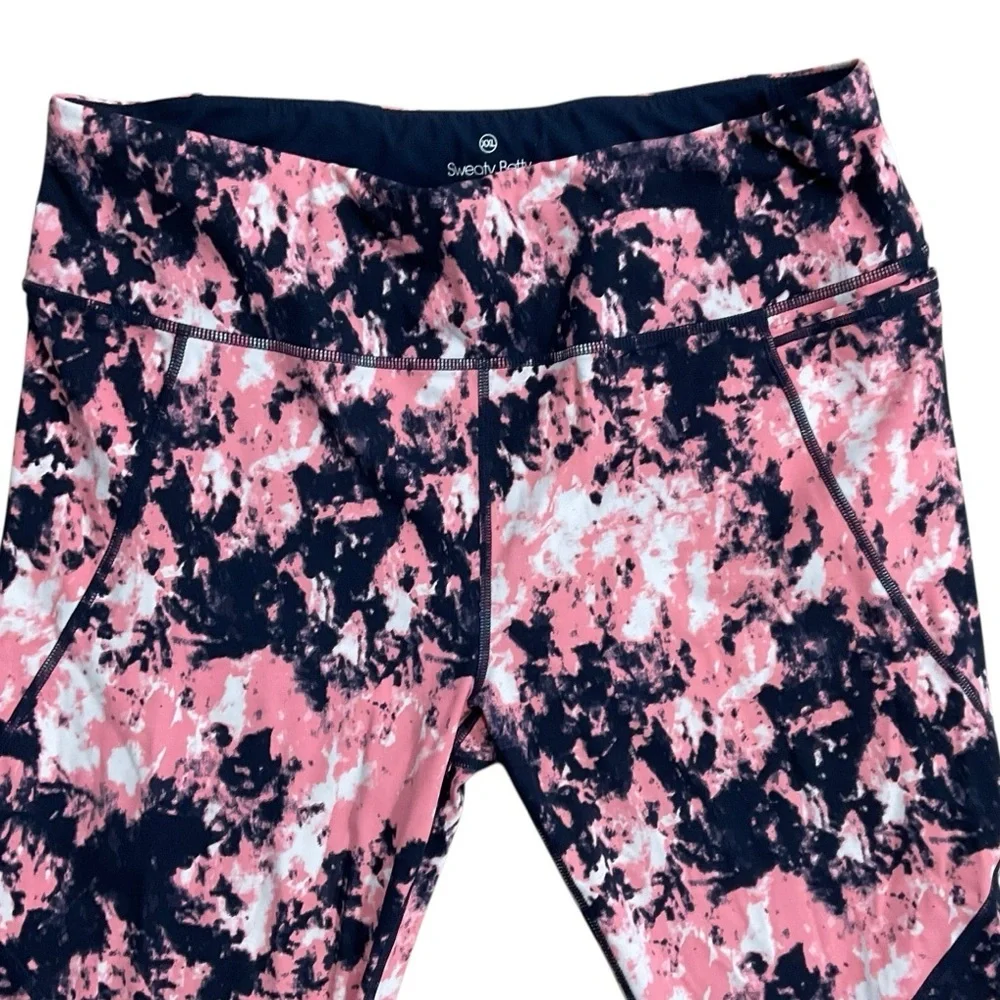 Sweaty Betty Power Pocket Workout Leggings Pink Abstract Tie Dye XXL full length